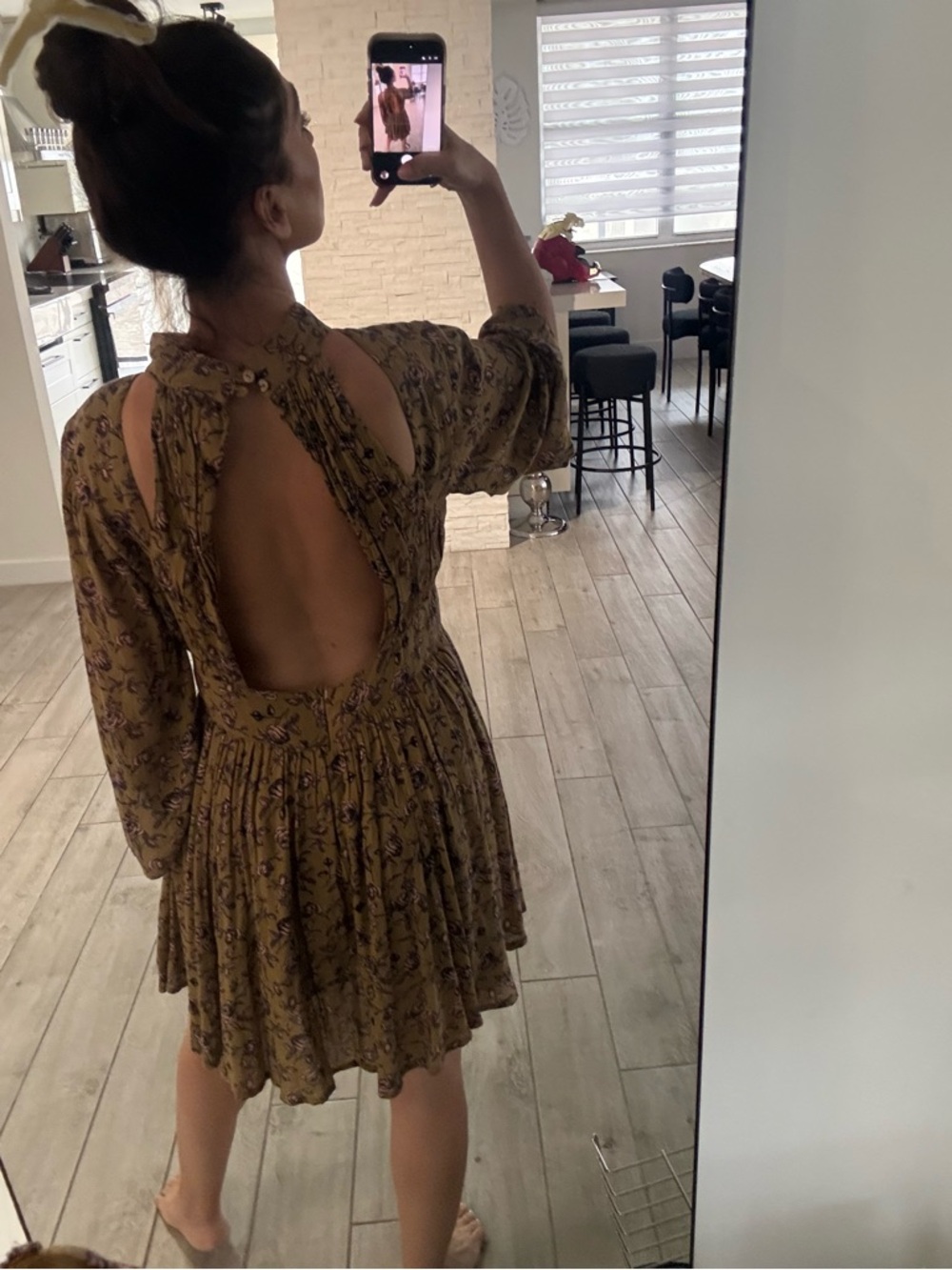 RAGA Olive Floral Cutout High-Neck romper Dress - Picture 2 of 8